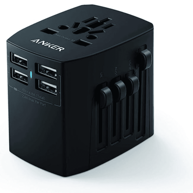 Anker Universal Travel Adapter with 4 USB Ports – Black