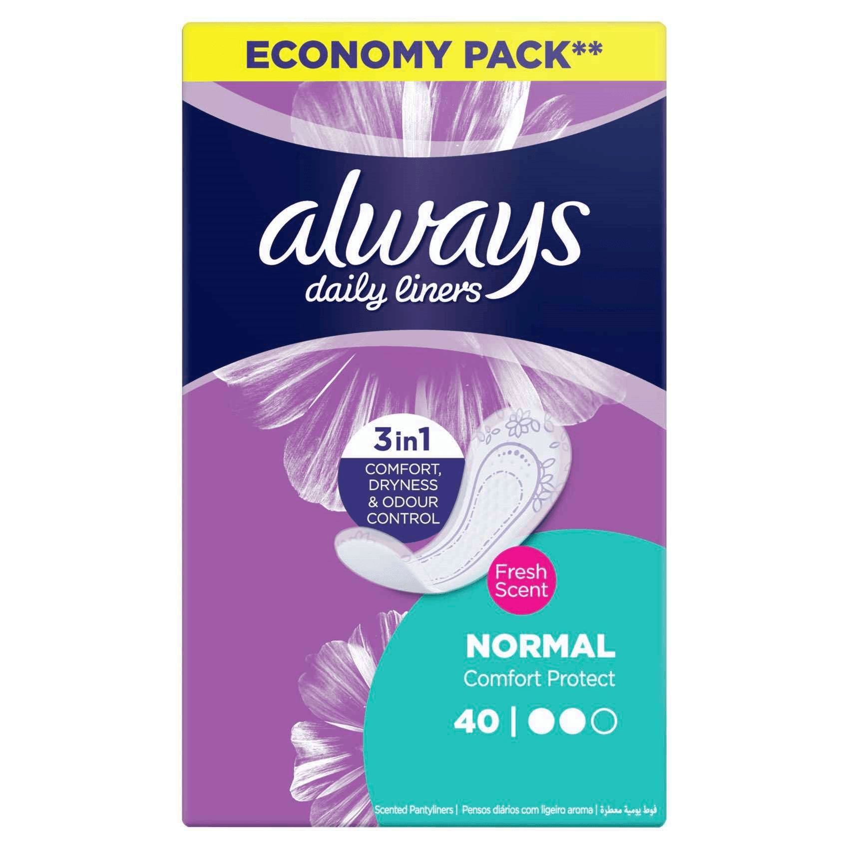 Always Daily Liners Normal Comfort Protect With Fresh Scent 40 Pcs