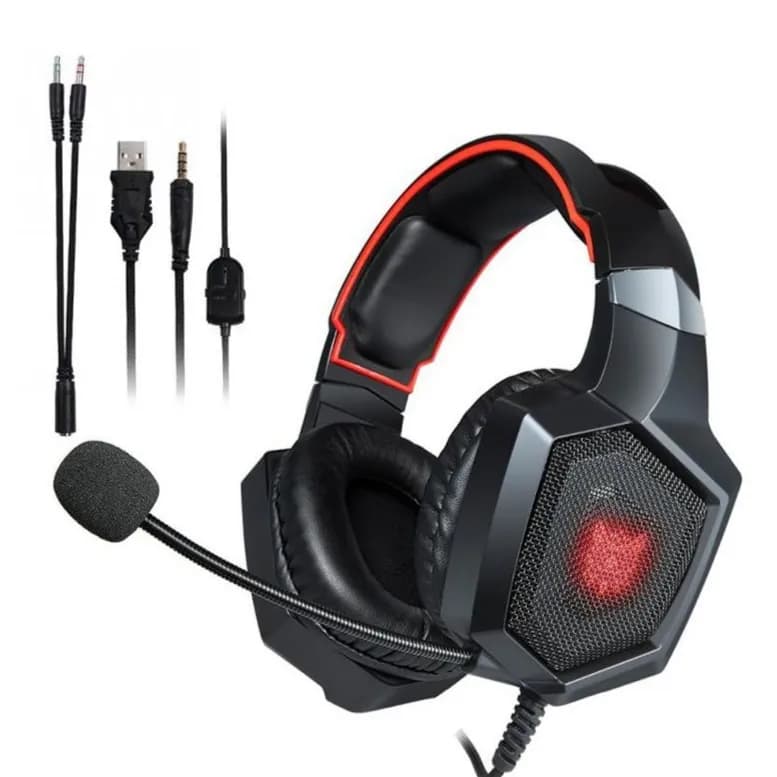 Professional Gaming Headset with LED Lights and Noise Cancellation Microphone - Onikuma K8