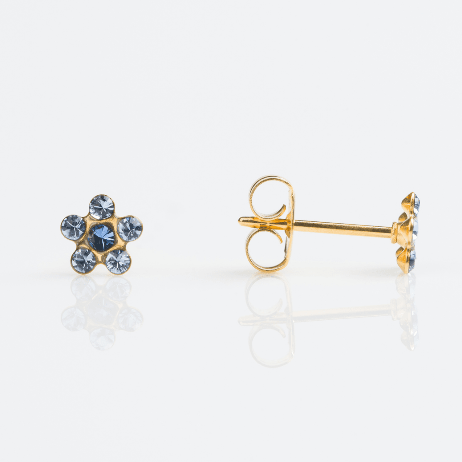 Ear Rings 24K Gold Blue Diamond Rose