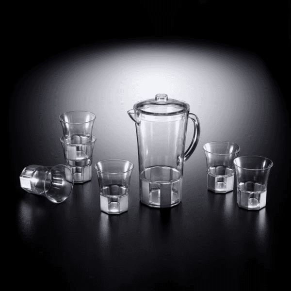 Acrylic Jug Set With 6 Cups-Silver-02-1017s