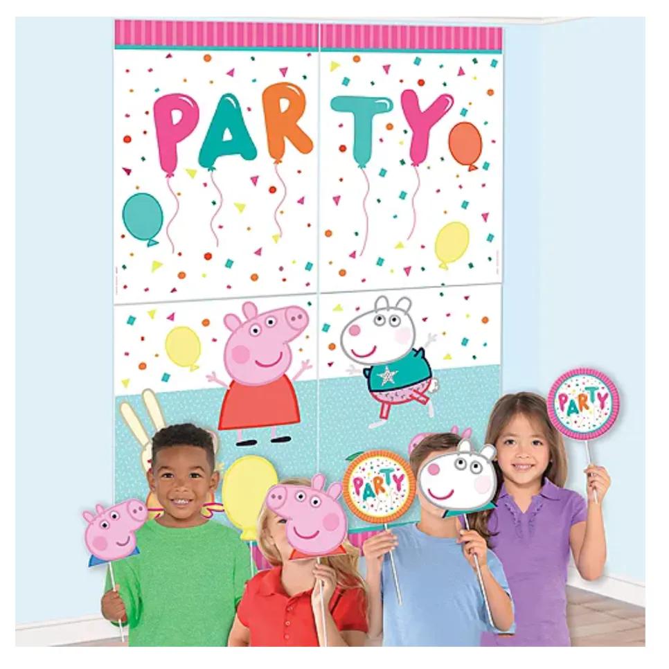 Peppa Pig Confetti Party Scene Setter with Photo Booth Props