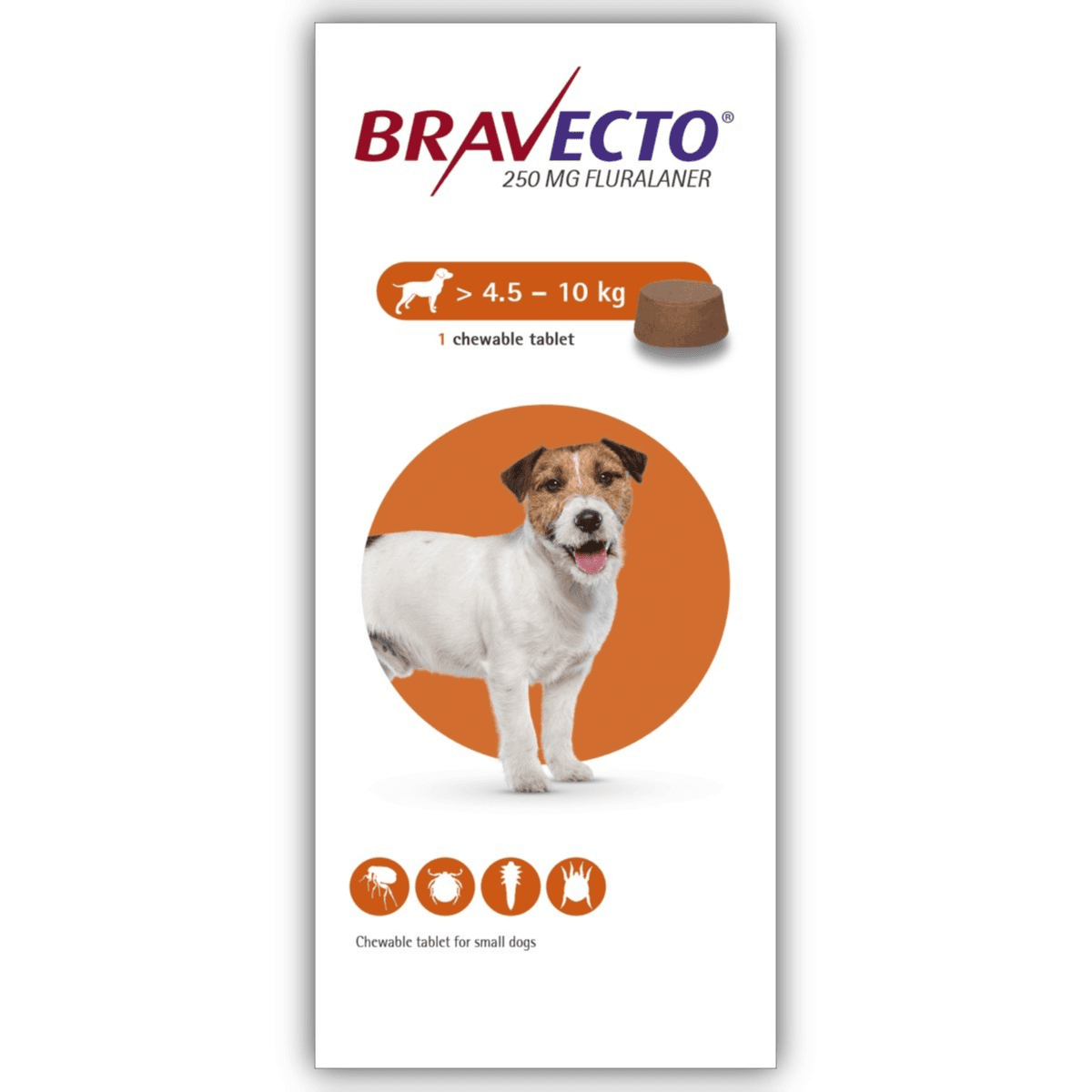 Bravecto  Chewable Tablets For Dogs 4.5-10 kg X 1 Tablet