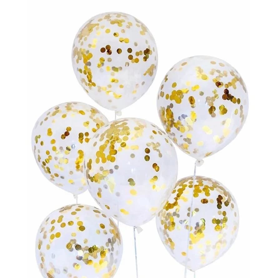 Transparent Balloon With Gold Confetti