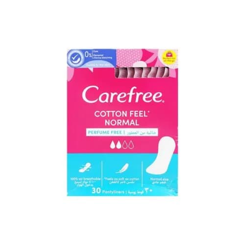 Carefree Cotton Feel Normal  Pantyliner Perfume Free 30 Pieces