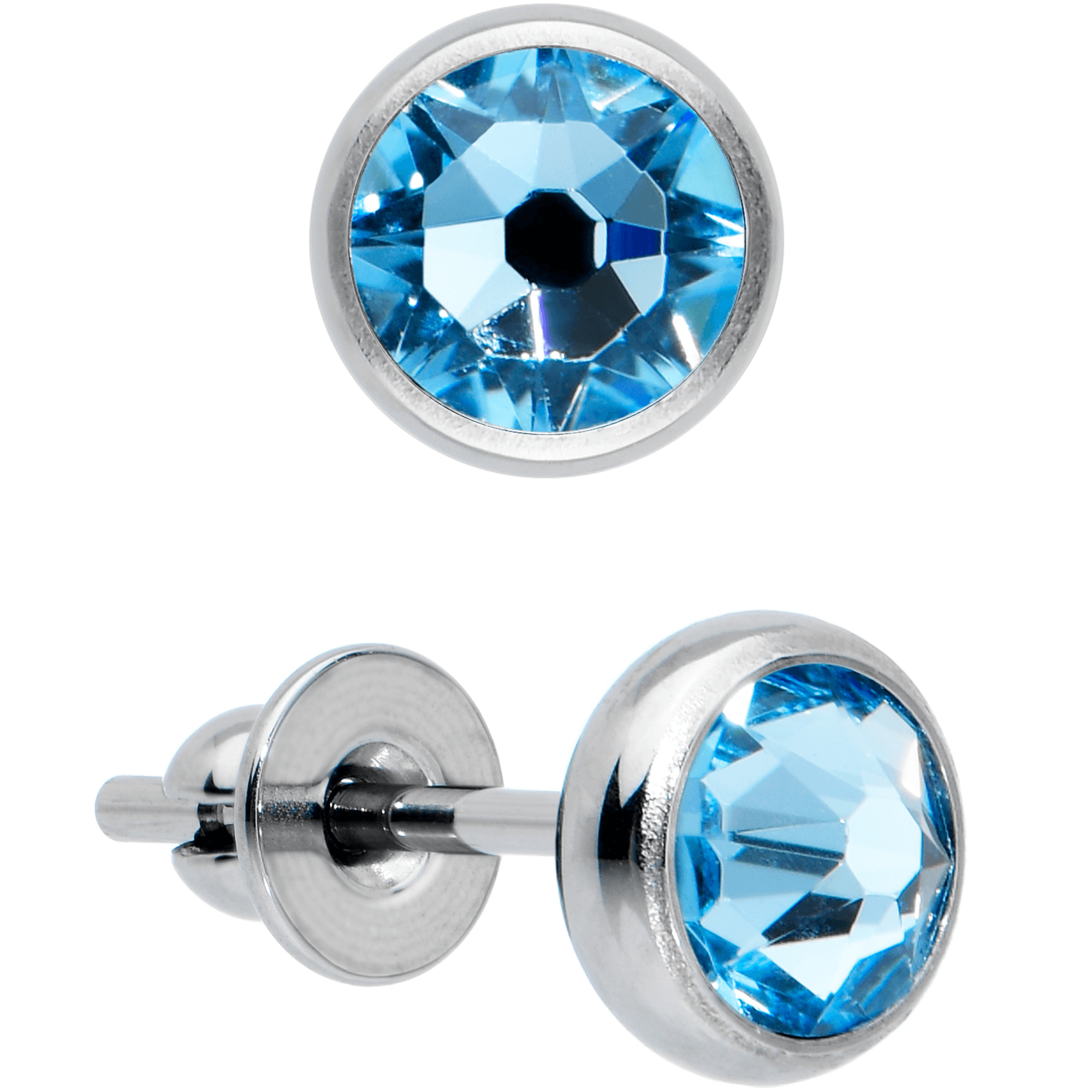 Sterilized Earrings Silver Blue Diamond