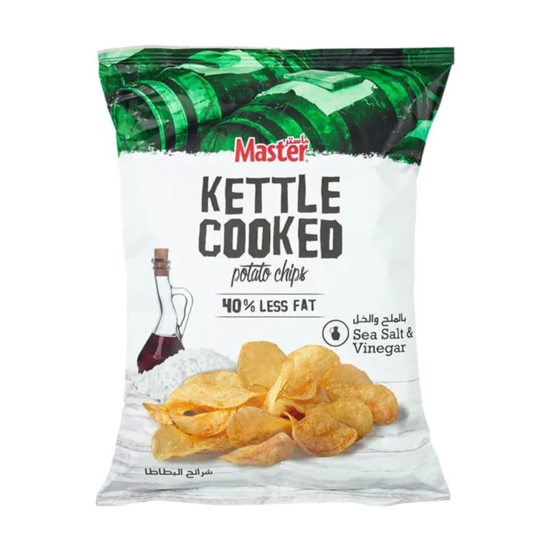 Master Kettle Cooked Potato Chips 40 % Less Fat Sea Salt & Vinegar 170gm