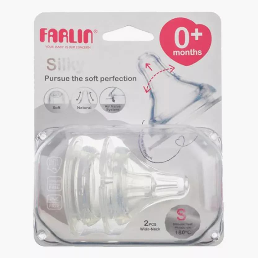 Farlin Silky Wide Neck  Small Nipple 0 Month+ 2pcs