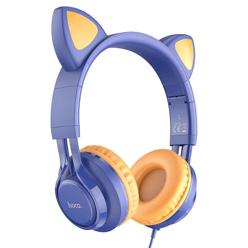 Headphones “W36 Cat ear” with mic “ Midnight blue color “