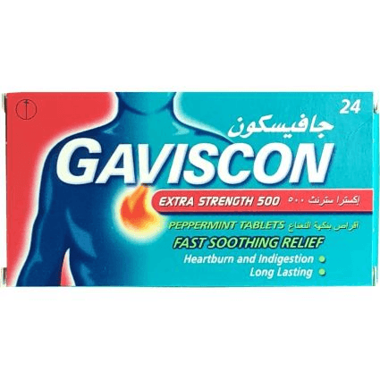 Gaviscon Extra Strength 500 Peppermint Tablets 24 Chewable Tablets