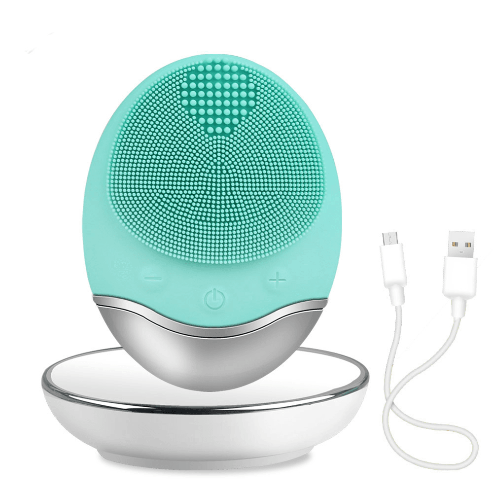 Wireless Silicone Facial Cleanser And Massager - Mint Green