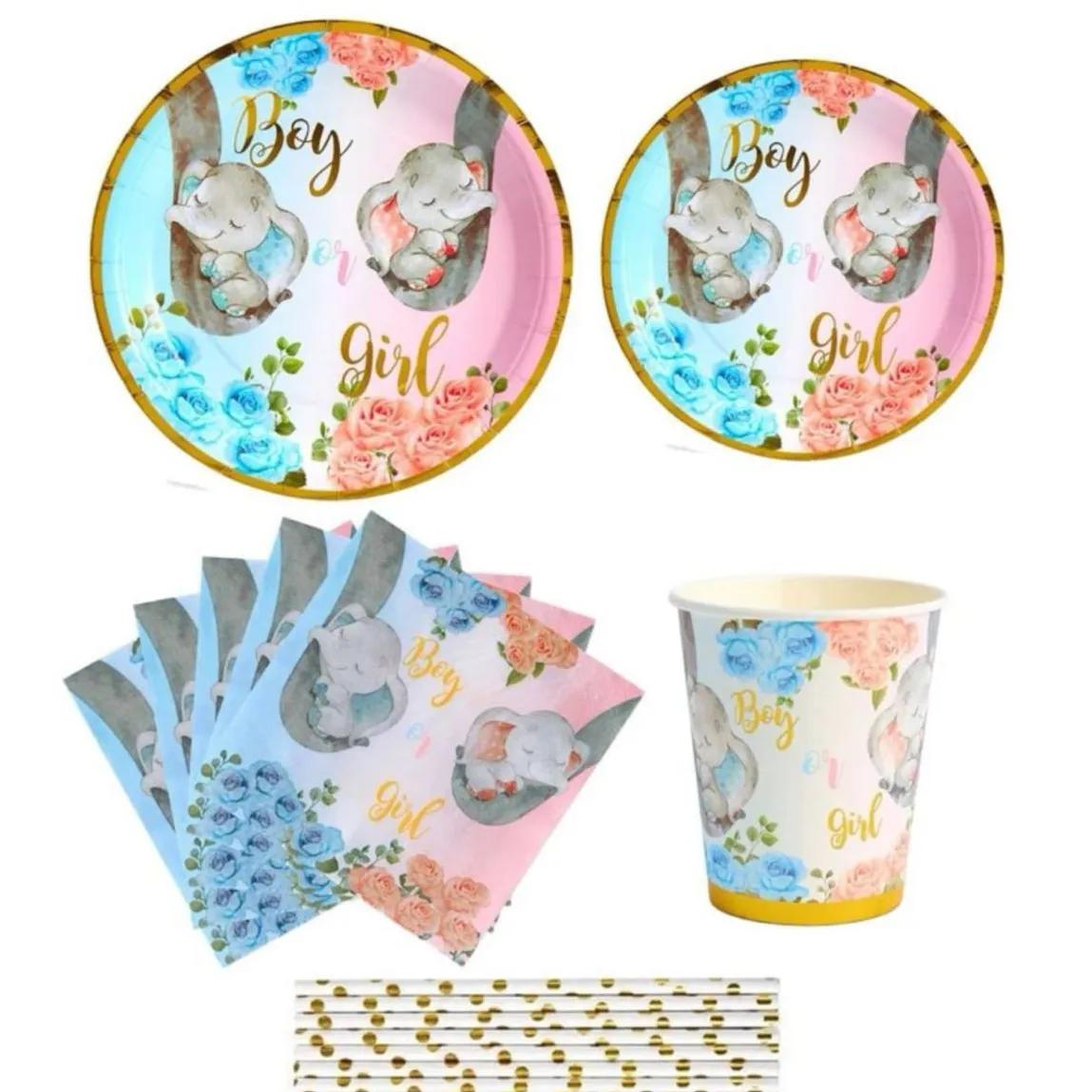 Boy or Girl Elephant Disposable Tableware Set