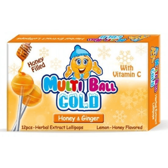 Multi Ball Kids Ginger & Honey Cold Lollipops 12's (Vit C + Zinc)