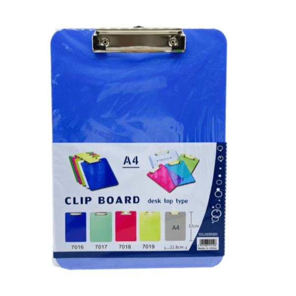 Long 32cm Plastic Clipboard File Folder Blue Colour - 12012