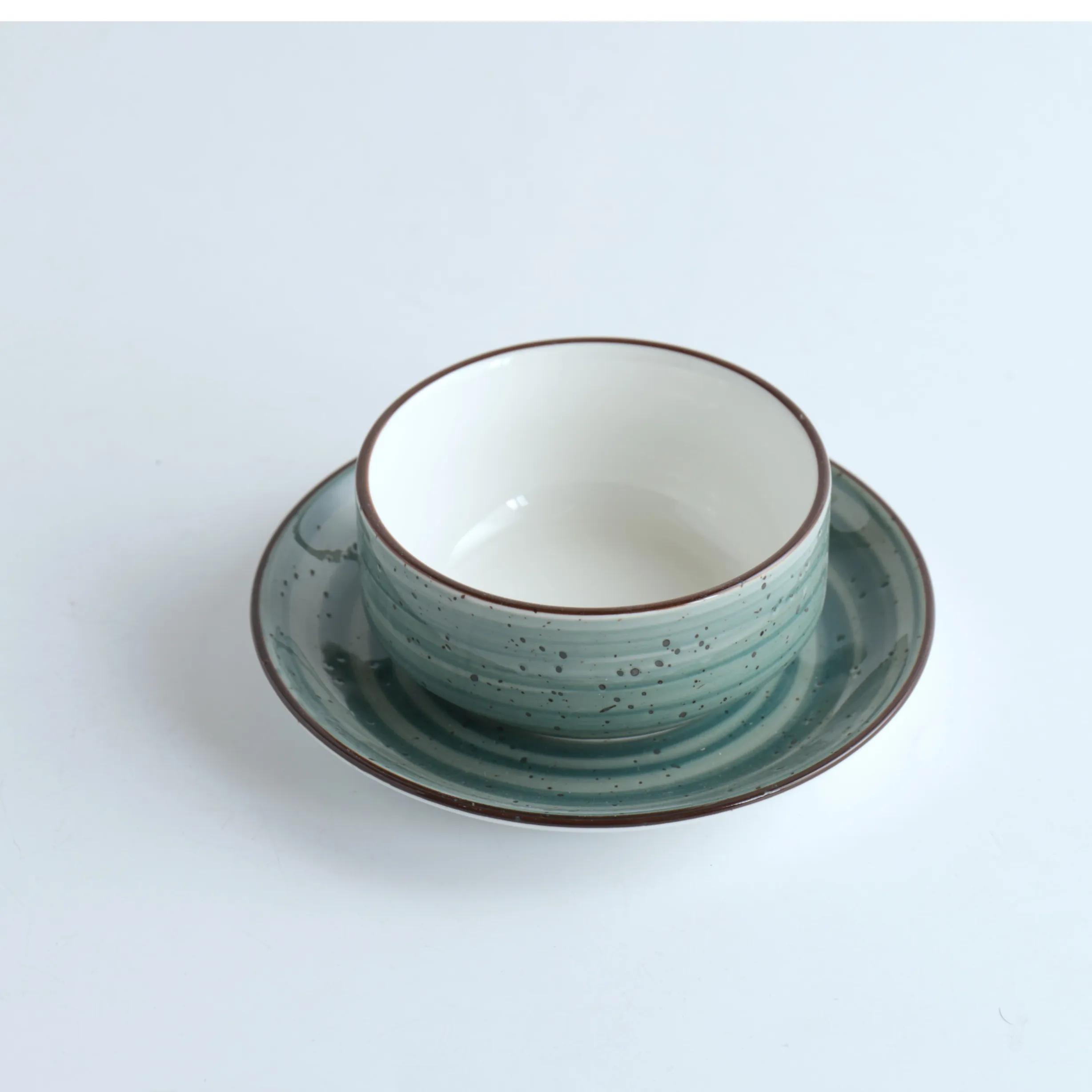 08-046Dg H.P Deco. Green / Soup Cup & Saucer 220 - 6251882026235