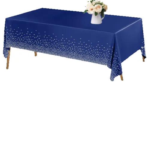 Navy Blue With Silver Confetti Tablecloth