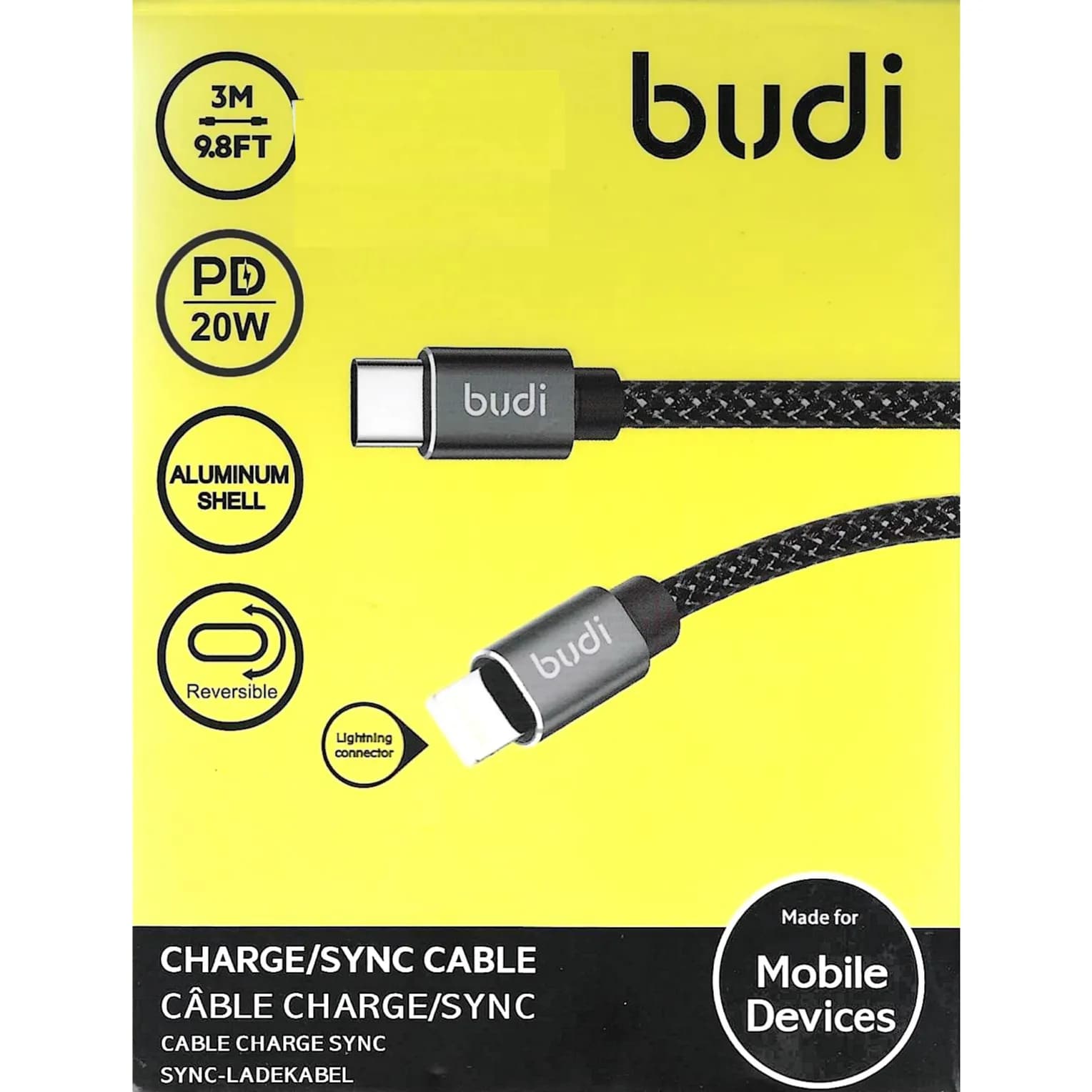 Budi 3 Meter Type-C to Lightning Cable