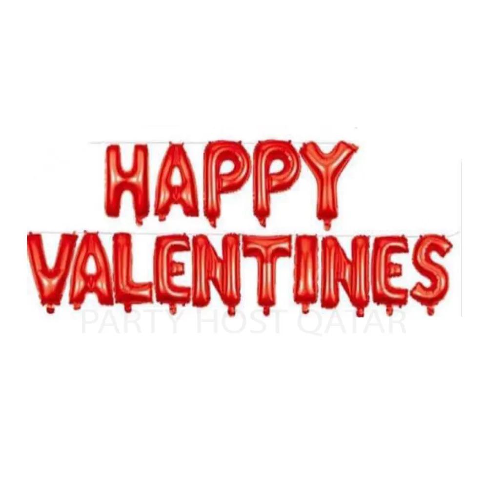 Happy Valentines (Red) Balloon Banner With Air Filled