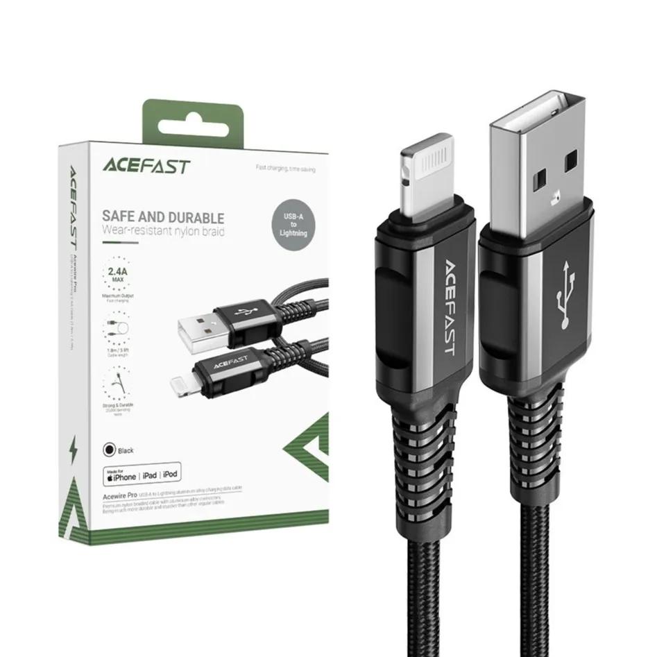 CABLE NYLONE USB-A TO LIGHTNING 1.8M,2.4A-ACE FAST