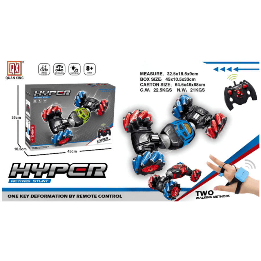 Deformation Stunt Double Sided RC Car with 2.4 GHZ Remote Control & Watch Control Function (RCWD14)