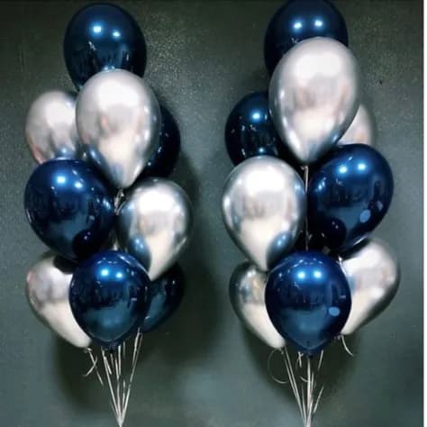 Blue And Silver Bunch Balloons 10 Pieces