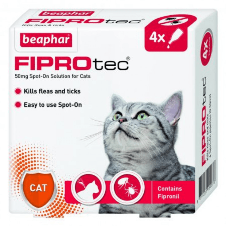 Fiprotec Spot-On for Cats kills fleas and ticks - 4 Pipettes