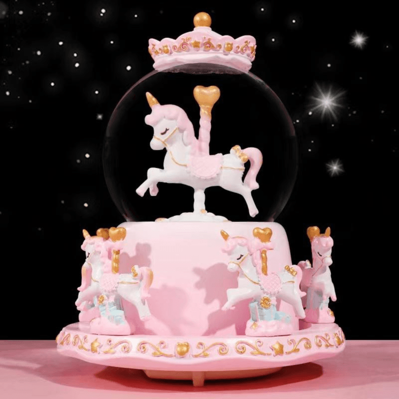 Unicorn Rotating Crystal Ball Pink