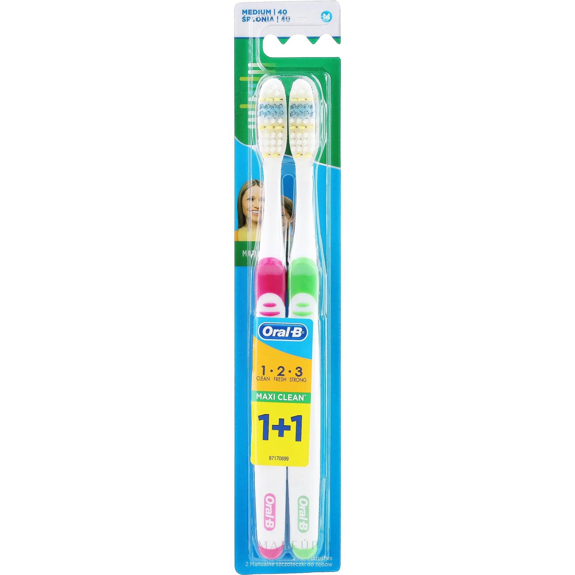 Oral B 1.2.3 Maxi Clean Tooth Brush 2's Medium