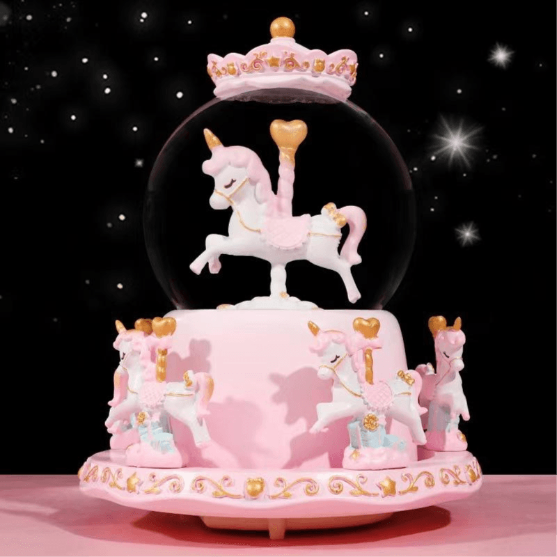 Unicorn Rotating Crystal Ball Pink
