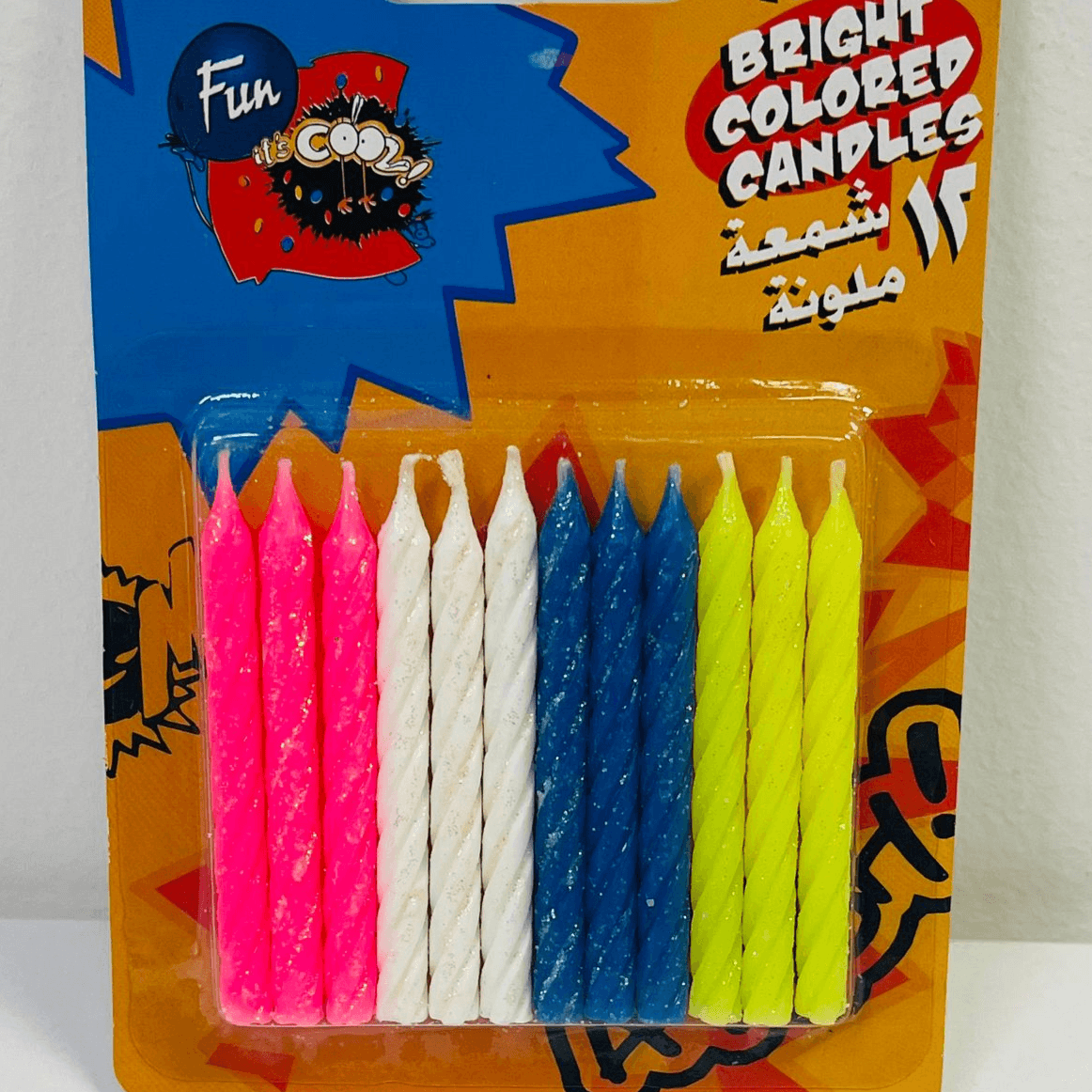 Bright Colored Candles With Glitter