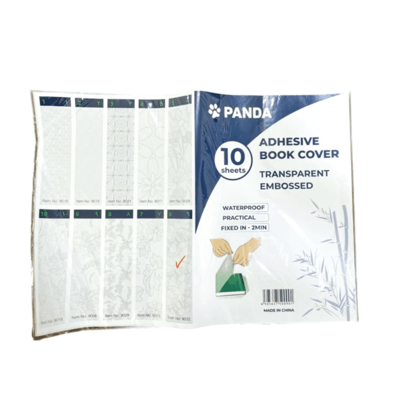 Panda Transparent Embossed Adhesive Book Cover 10 Sheets - 12153