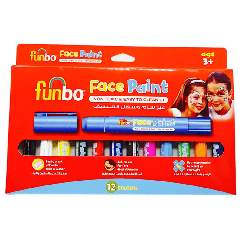 Funbo Face Paint 12 Colours, On Toxic And Easy To Clean Up - 485