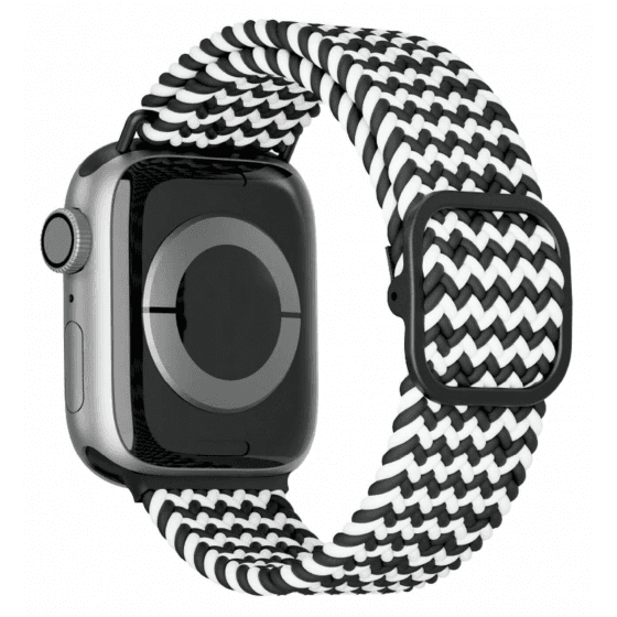 Levelo Crisben Braided Watch Strap / 44 - 45 - 49 Size / Black & White - 7695033367416