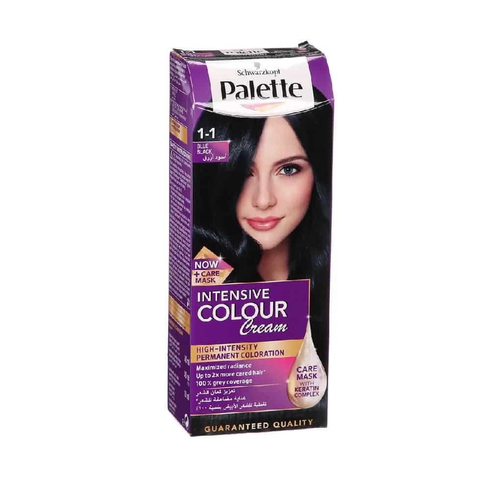 Schwarzkopf Palette 1-1 Blue Black 3xCare Intensive Color Creme Long - Lasting Intensity