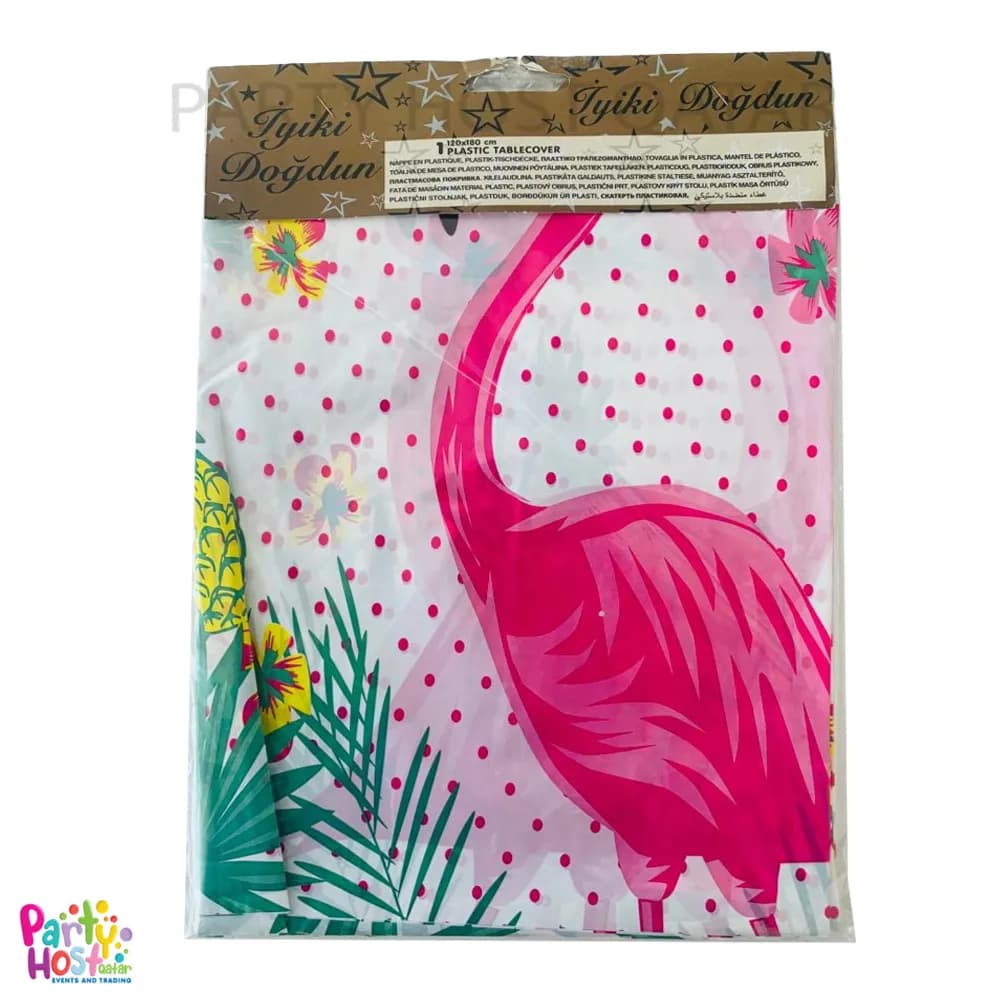 Pink Flamingo Plastic Table Cover (120cm X 180cm)