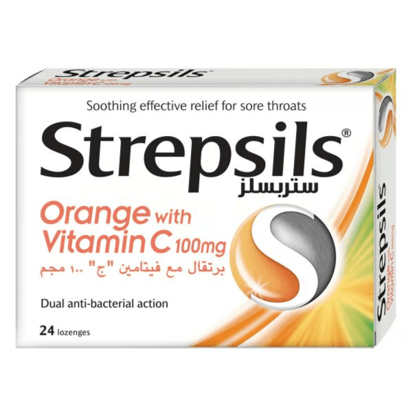 Strepsils Orange With Vitamin C 24 Lozenges