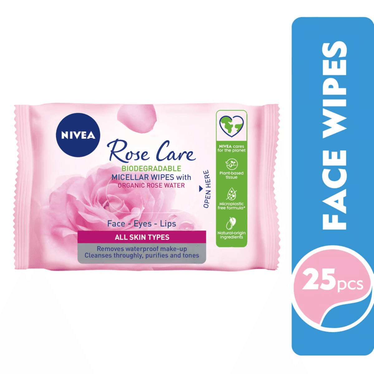 Nivea Face Rose Water Wipes 25 Pieces No. 3787