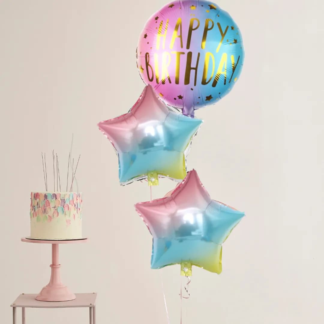 Pink Blue Balloon Bouquet - Helium