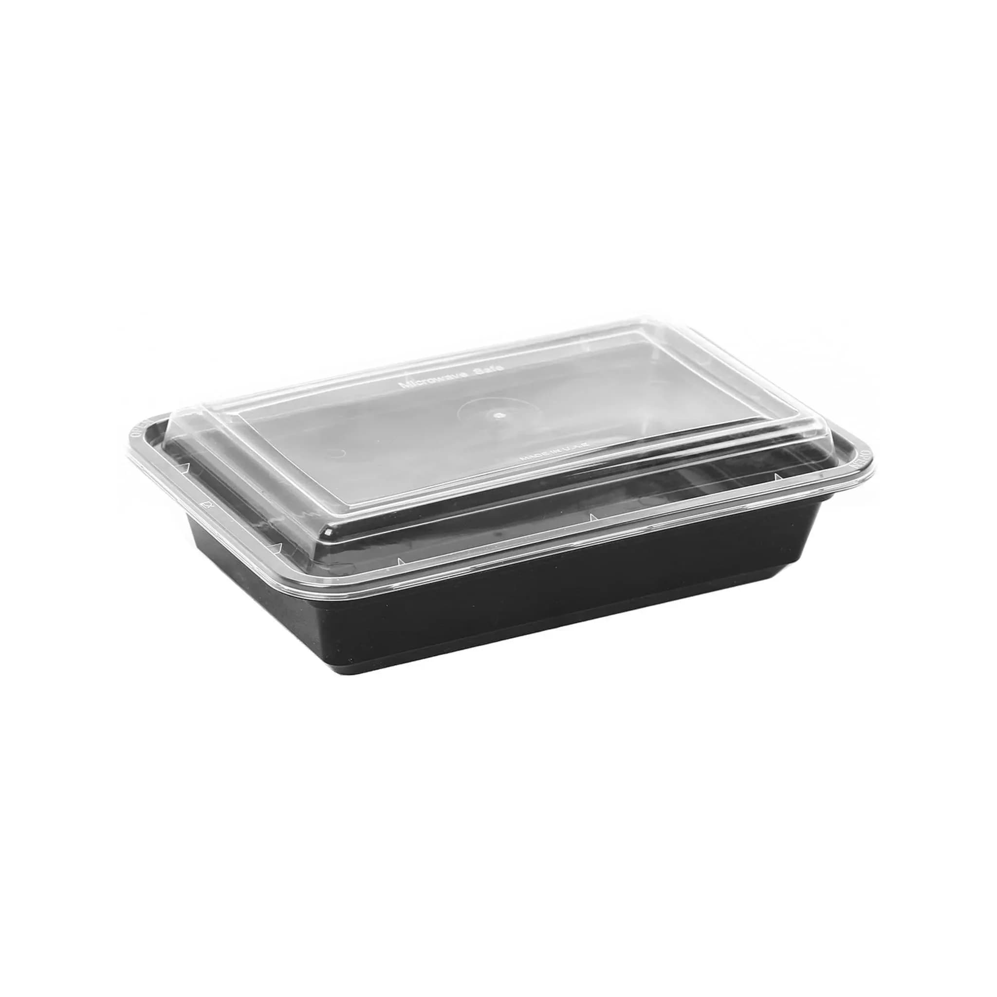 Food Pack Black Base Microwave Rectangular Container 5 Pieces