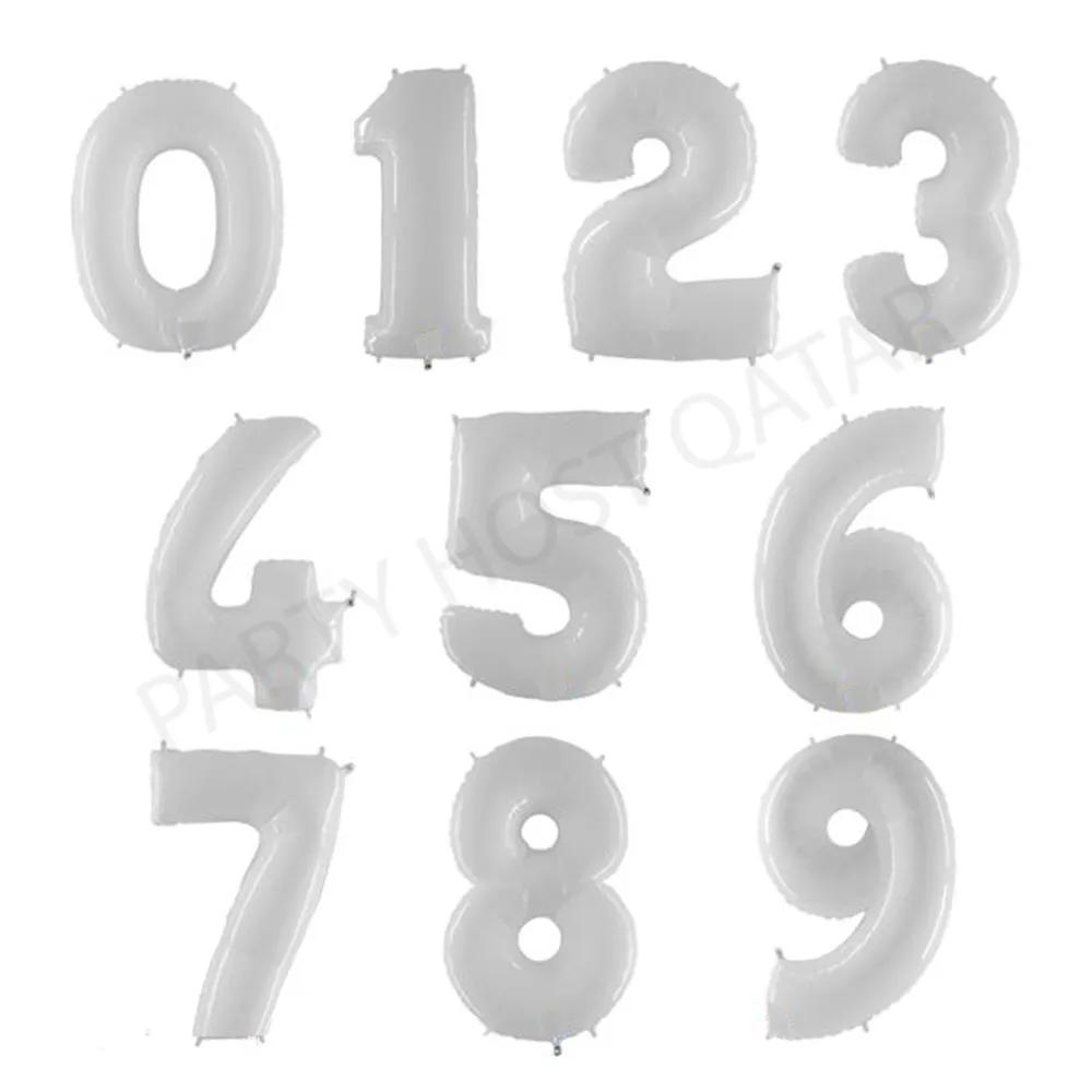 White Number Foil Balloon 40 Inch Helium(Italy) 75Qr Each