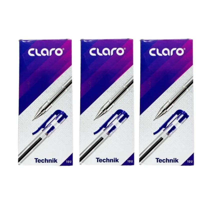 Offer 3pcs of Claro Technik Box of 10 pens Ballpoint Pen 1.0mm Blue Colour total 30 pens - 11981 3pcs