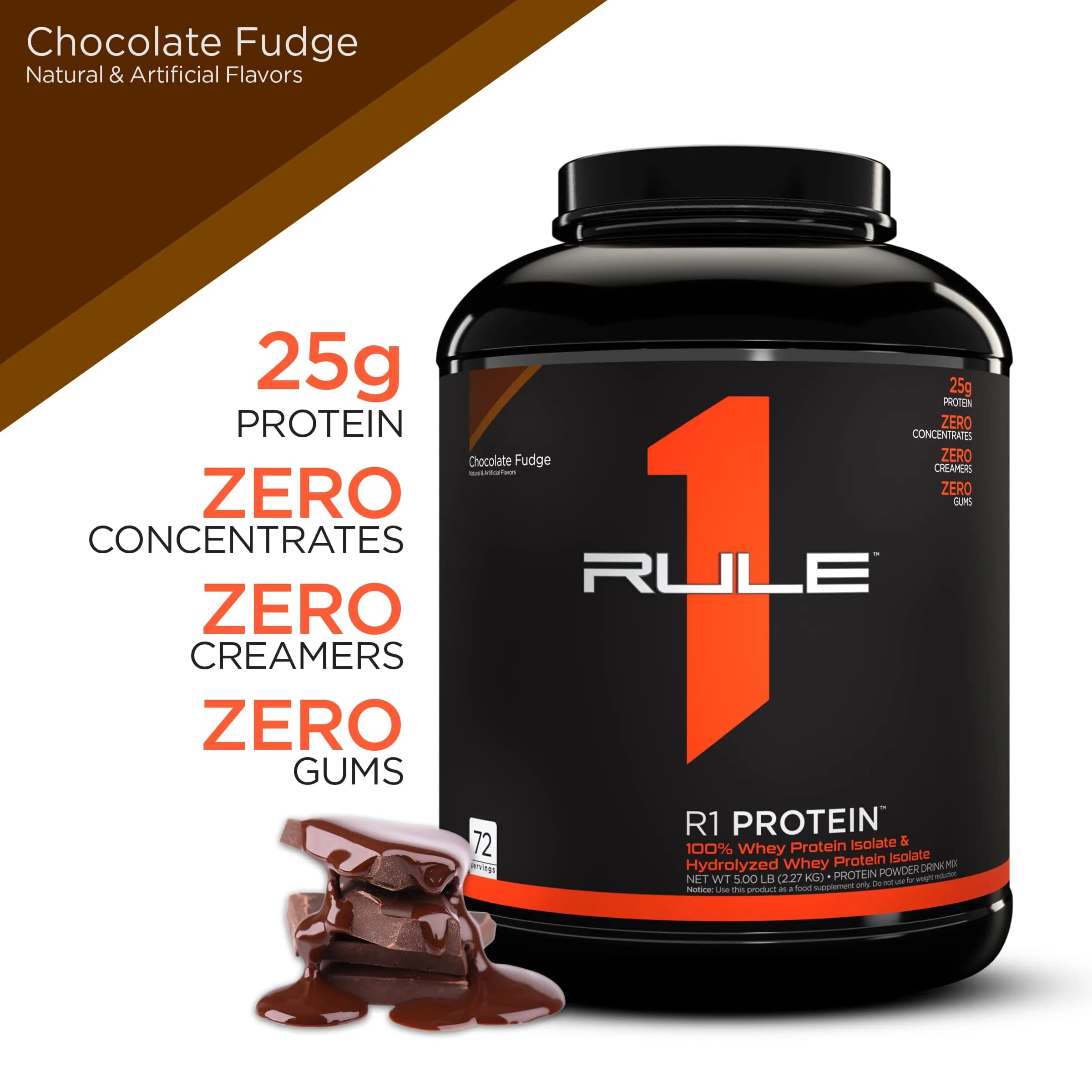 Rule 1 - Protein 72 Serv Chocolate Fudge - 2.27Kg