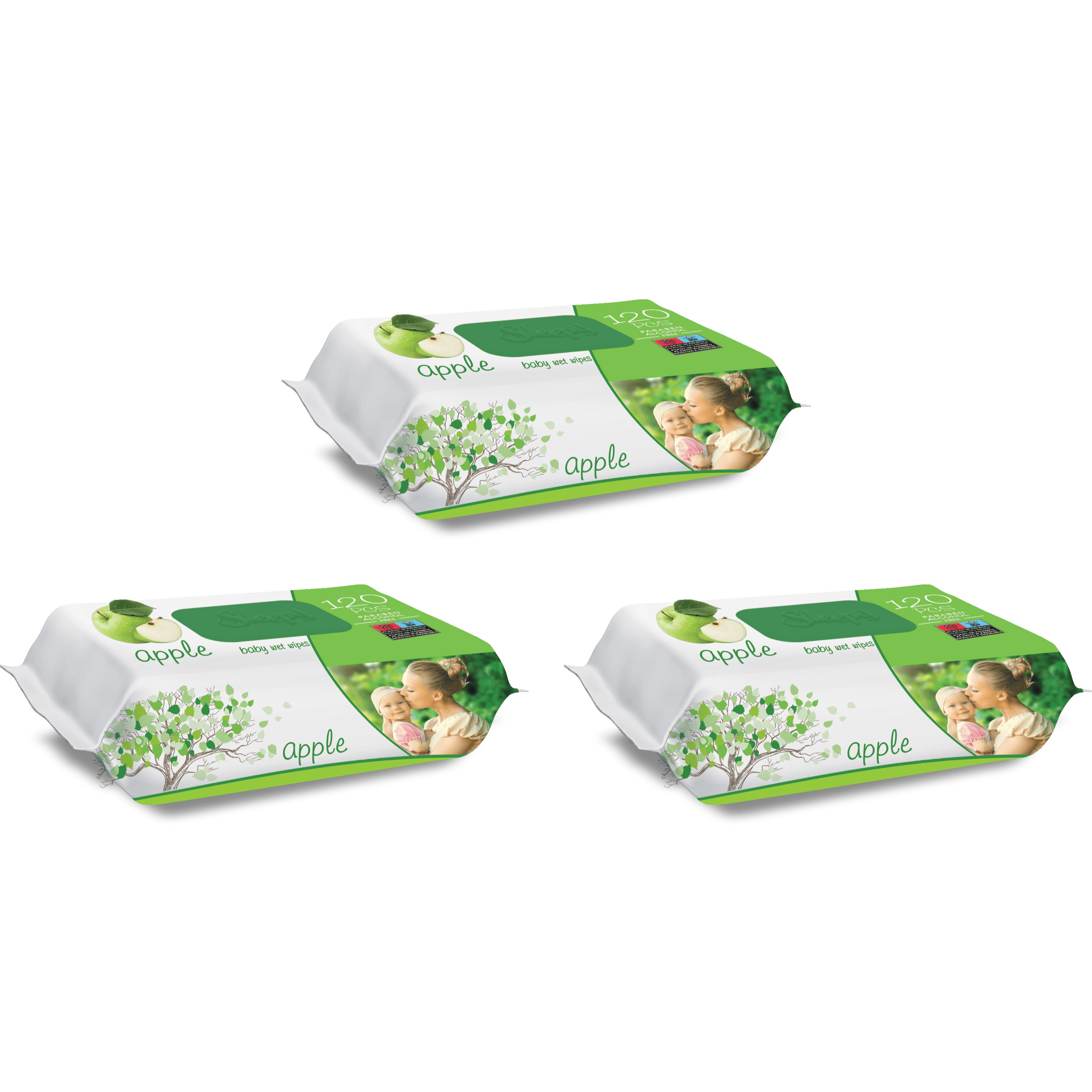 Sleepy Apple Wet Wipes 120 PCS - Eco Package (3 Bags)