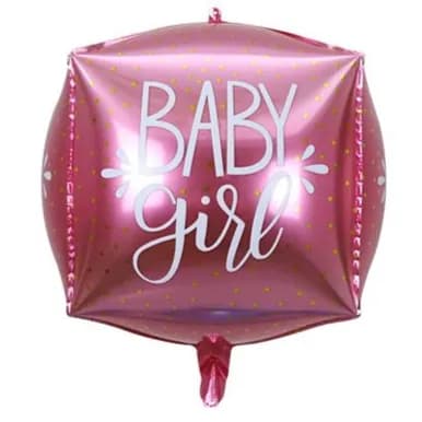 Baby Girl (Shiny Pink Cube Helium Balloon)