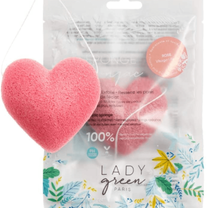 Lady Green Natural Konjac Sponge With Rose For Face