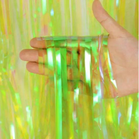 Green Plastic Wet Look Fringe Curtain