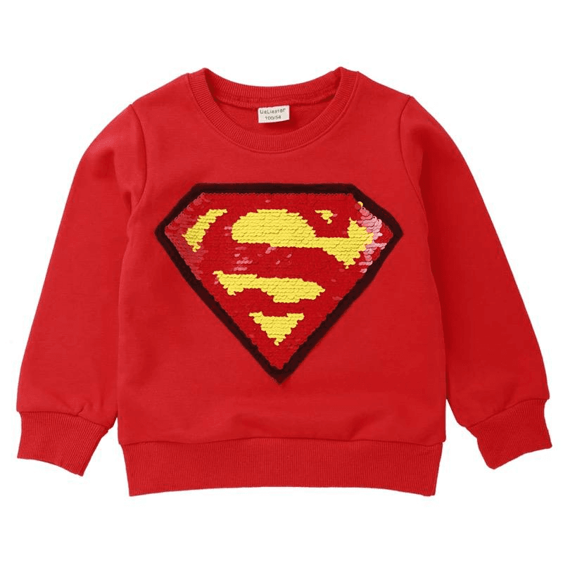 A16- Superman Sequin Sweater Red