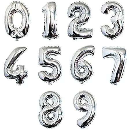 40``one Foil Balloon Number With Helium (Silver)