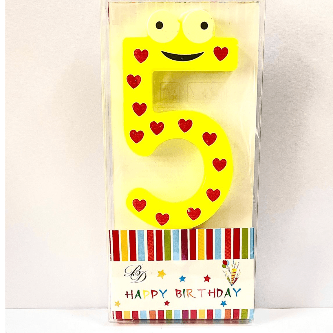 Yellow With Heart Candle - Number 5