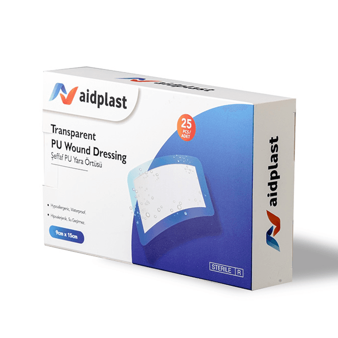 Aidplast Sterile Transparent PU Wound Dressing 9cmx15cm - 25pc - V6115P